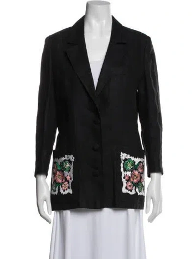 Pre-owned Fendi Floral Print Blazer In Black
