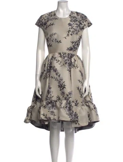 Pre-owned Fendi Floral Print Midi Length Dress In Grey