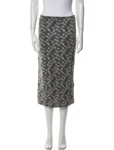 Pre-owned Fendi Floral Print Midi Length Skirt In Gray