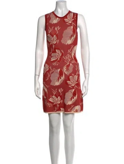 Pre-owned Fendi Floral Print Mini Dress In Orange
