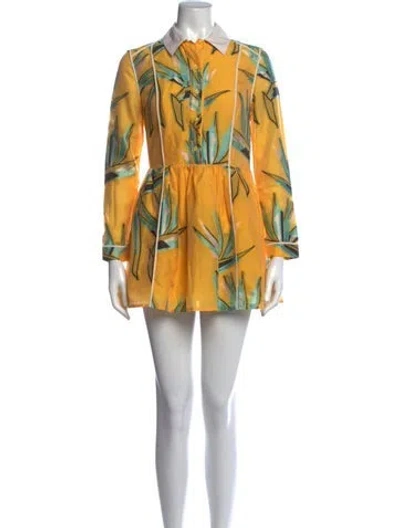 Pre-owned Fendi Floral Print Mini Dress In Yellow