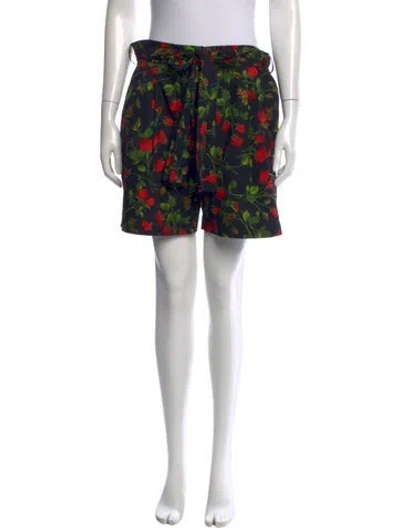 Pre-owned Fendi Floral Print Mini Shorts W/ Tags In Black