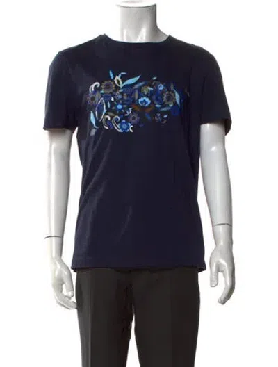 Pre-owned Fendi Floral Print Short Sleeve Shirt In Blue