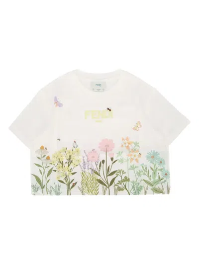 Fendi Kids' Floral-print T-shirt In Multi