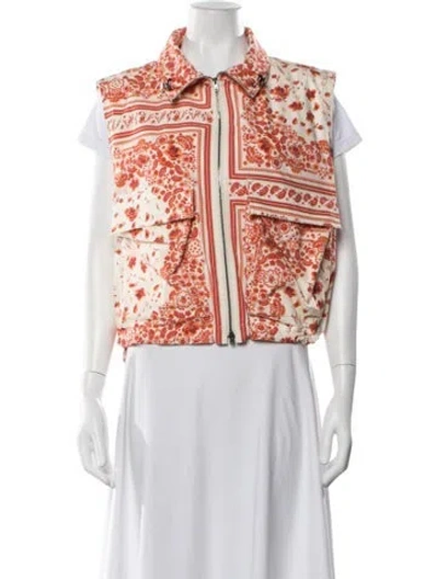 Pre-owned Fendi Floral Print Vest In White
