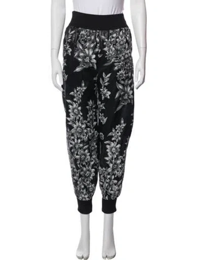 Pre-owned Fendi Floral Print Wide Leg Pants In Black
