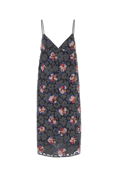 Fendi Floral Printed Lace Dress In Multi