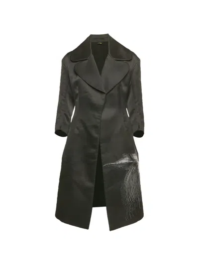Pre-owned Fendi Floral Single-breasted Coat In Black