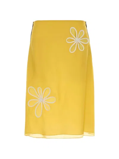 Fendi Gonna Silky Organza In Yellow