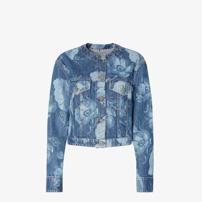 Fendi Floreal Denim Jacket In Blue