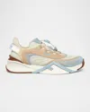 Fendi Flow Colorblock Suede Runner Sneakers In F1r7v Sil Powd Bl Ecr Aron