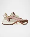 Fendi Flow Colorblock Suede Runner Sneakers In F1r7x Des Rais Mauv Seacre