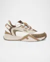 Fendi Flow Colorblock Suede Runner Sneakers In F1r93 Whi Dk Ecr Crea Cart