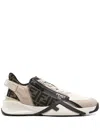 Fendi Beige Leather Sneakers With Ff Motif