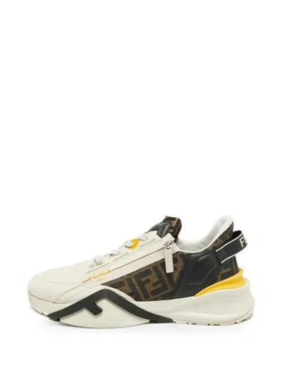 Pre-owned Fendi Flow Ff Zucca Sneakers In Neutral