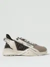 Fendi Flow Leather And Jacquard Fabric Sneakers With Zip In Multi