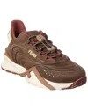 Fendi Chunky Sole Sneakers Featuring Perforated Design In Brown