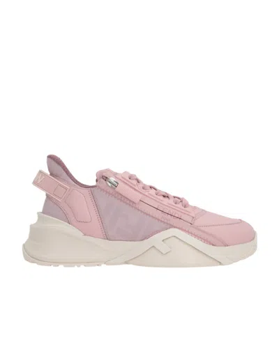 Fendi Flow Leather Sneakers In Nude