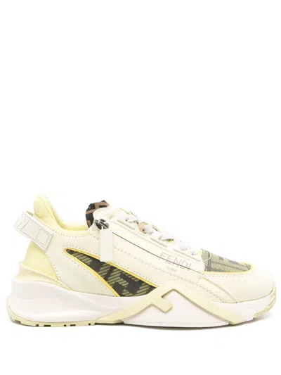 Fendi Flow Leather Sneakers In White