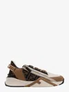 Fendi Beige Leather Sneakers With Ff Motif