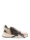 Fendi Beige Leather Sneakers With Ff Motif