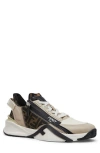 Fendi Beige Leather Sneakers With Ff Motif In Multi