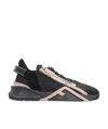 Fendi Black Nylon And Suede Low-tops In Black
