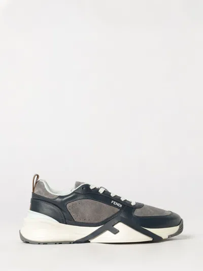 FENDI FENDI FLOW LOW-TOP SNEAKERS IN SUEDE AND SMOOTH CALF LEATHER