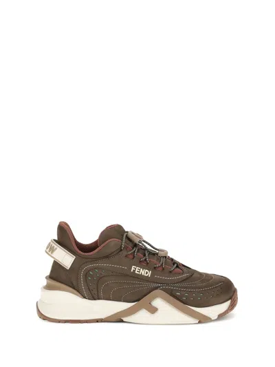 Fendi Flow Mix Sneakers In Brown