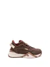 Fendi Chunky Sole Sneakers Featuring Perforated Design In Brown