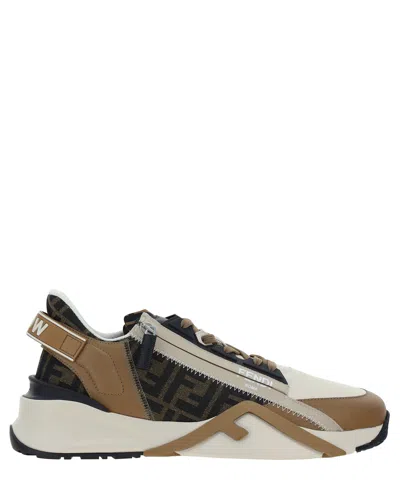 Fendi Flow Running Sneakers In Beige
