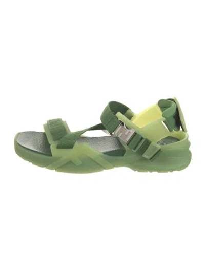 Pre-owned Fendi Flow Sandal Zucca Ff Logo Slingback Sandals In Green
