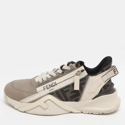 Pre-owned Fendi Flow Size 37 Multicolor Canvas And Leather Low Top Sneakers