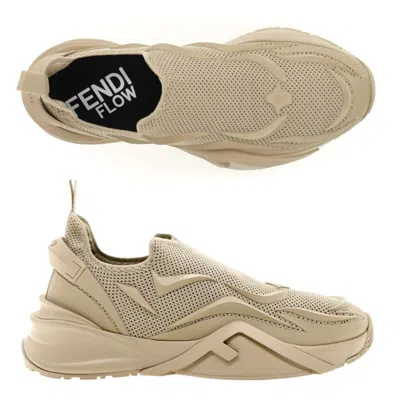 Pre-owned Fendi Flow Slip-on Mesh Sneakers Size 11 Us In Beige