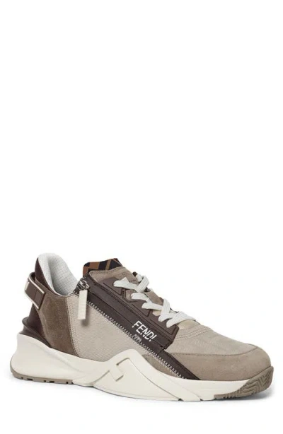 Fendi Beige Nubuck Leather Low-tops
