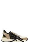 Fendi Beige Leather Sneakers With Ff Motif In Multi