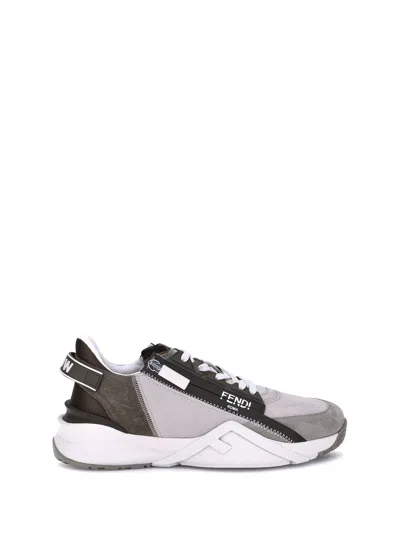 Fendi Flow Sneaker In Beige Nubuck In Brown