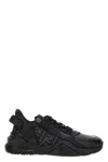 Fendi Multicolor Leather And Fabric Flow Sneakers In Black