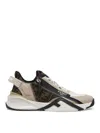 Fendi Beige Leather Sneakers With Ff Motif In Multi