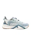 Fendi Flow Mesh Sneakers Perforated Design Rubber Sole In Blue