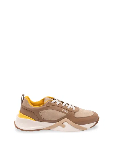 Fendi Flow Panelled Sneakers In Brown