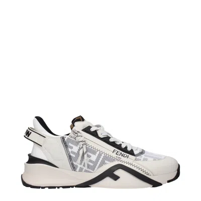 Fendi Flow Sneakers Men White And Black In Bian Ner+pan+bian.ic