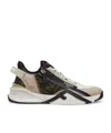 Fendi Beige Leather Sneakers With Ff Motif In Multi