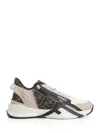 Fendi Beige Leather Sneakers With Ff Motif In Multi