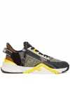 Fendi Streamline Leather Sneakers With Embossed Ff Print In Multi