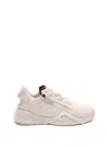 Fendi Ivory Leather And Fabric Flow Sneakers In White