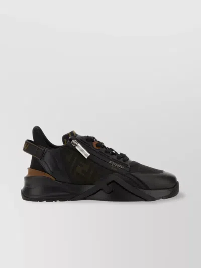 FENDI FLOW SNEAKERS WITH LEATHER AND FABRIC MIX