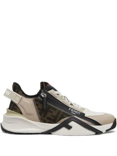 Fendi Flow Zip-fastening Sneakers In Neutral
