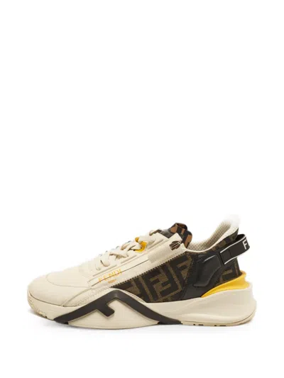 Pre-owned Fendi Flow Zucca Sneakers In Neutrals
