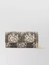 Fendi Flower Bouquet Ff Fabric Wallet Chain In Brown